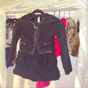 Girl’s Knit Blazer w/Rose Designed Tulle Skirt